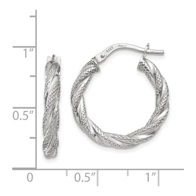 14K White Gold 20mm Twisted Hoop Earrings – view 5