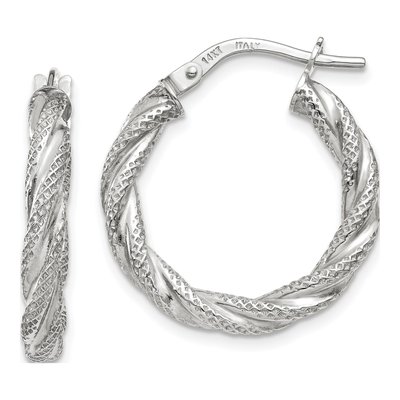 14K White Gold 20mm Twisted Hoop Earrings