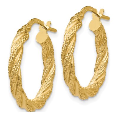 14K Yellow Gold 20mm Twisted Hoop Earrings – view 3