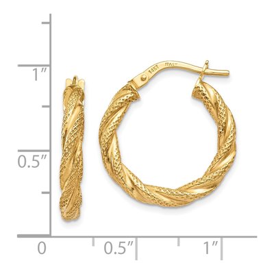 14K Yellow Gold 20mm Twisted Hoop Earrings – view 5