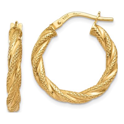 14K Yellow Gold 20mm Twisted Hoop Earrings