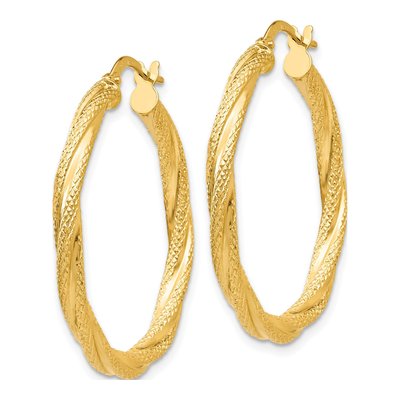 14K Yellow Gold 32mm Twisted Hoop Earrings – view 3