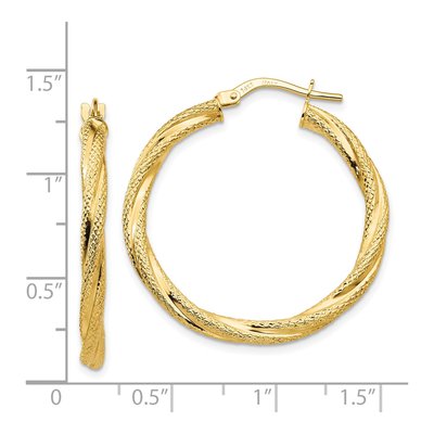 14K Yellow Gold 32mm Twisted Hoop Earrings – view 5