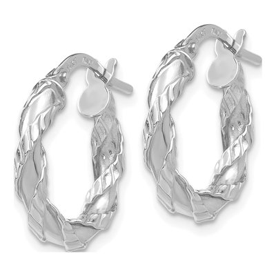 14K White Gold 18mm Twisted Rope Hoop Earrings – view 3