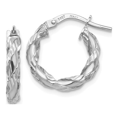 14K White Gold 18mm Twisted Rope Hoop Earrings
