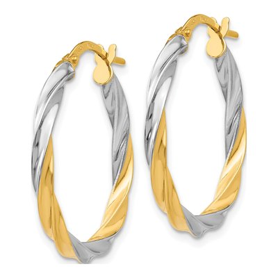 14K Yellow Gold 25mm Twisted Hoop Earrings – view 3