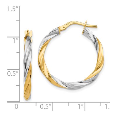 14K Yellow Gold 25mm Twisted Hoop Earrings – view 5
