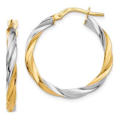 14K Yellow Gold 25mm Twisted Hoop Earrings