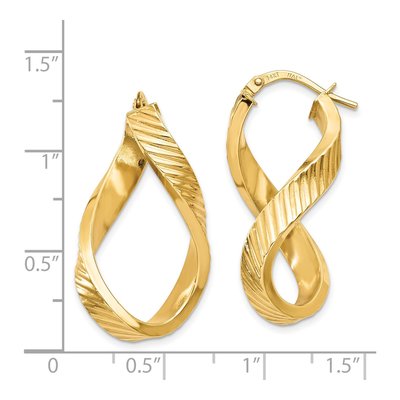 14K Yellow Gold 30mm Twisted Oval Hoop Earrings – view 5