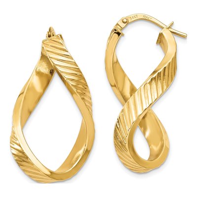 14K Yellow Gold 30mm Twisted Oval Hoop Earrings
