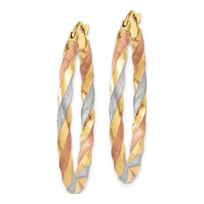 14K Yellow Gold 34mm Twisted Hoop Earrings – view 3