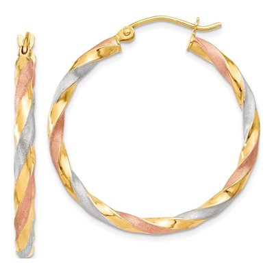 14K Yellow Gold 34mm Twisted Hoop Earrings
