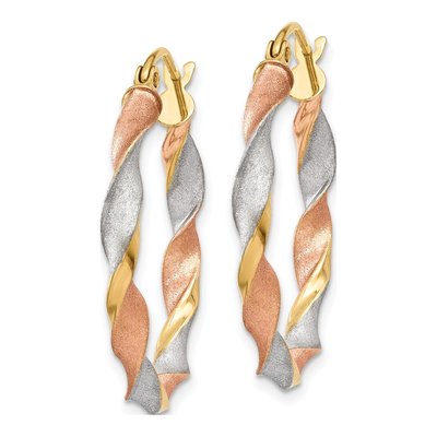 14K Yellow Gold 28mm Twisted Hoop Earrings – view 2