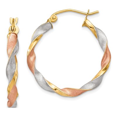 14K Yellow Gold 28mm Twisted Hoop Earrings