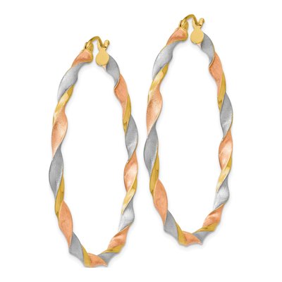 14K Yellow Gold 50mm Twisted Hoop Earrings – view 3