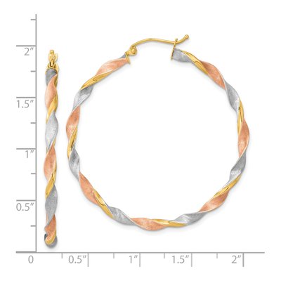 14K Yellow Gold 50mm Twisted Hoop Earrings – view 5