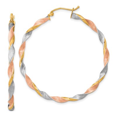 14K Yellow Gold 50mm Twisted Hoop Earrings