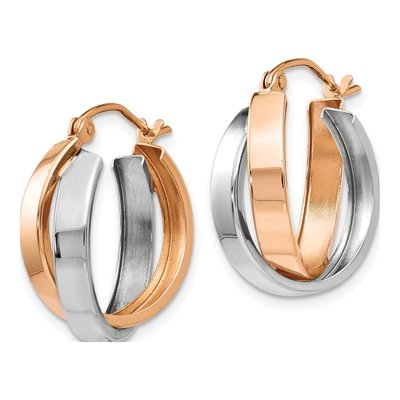 14K Two-Tone Gold 18mm Oval Hoop Earrings – view 3