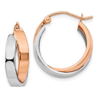14K Two-Tone Gold 18mm Oval Hoop Earrings