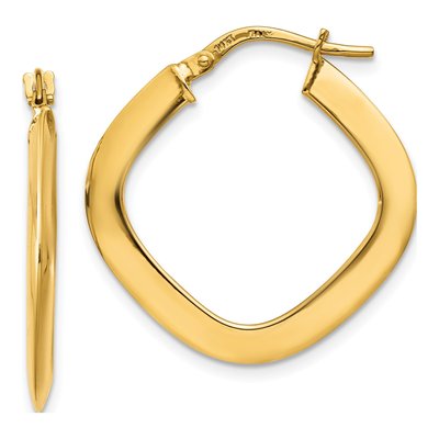 14K Yellow Gold 23mm Tapered Square Tube Hoop Earrings