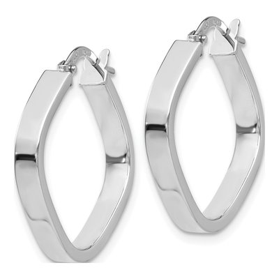 14K White Gold 27mm Square Tube Hoop Earrings – view 3