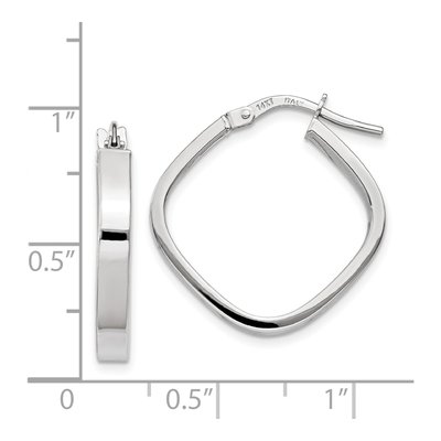 14K White Gold 27mm Square Tube Hoop Earrings – view 5