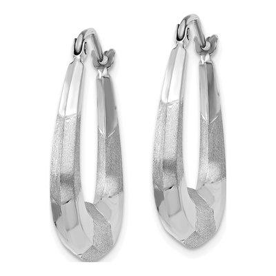 14K White Gold 23mm Diamond-Cut Hoop Earrings – view 3