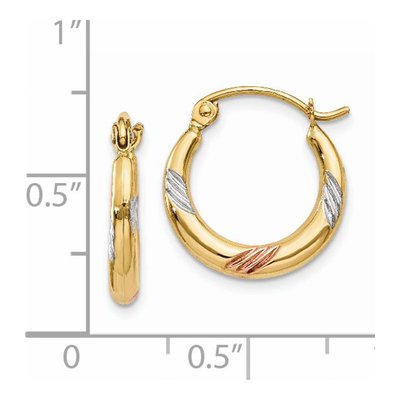 14K Yellow Gold 14mm Textured Hoop Earrings – view 5