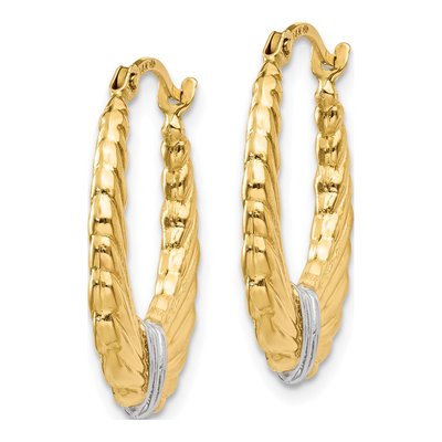 14K Yellow Gold 20mm Textured Hoop Earrings – view 3