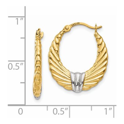 14K Yellow Gold 20mm Textured Hoop Earrings – view 5