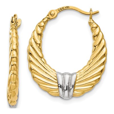 14K Yellow Gold 20mm Textured Hoop Earrings
