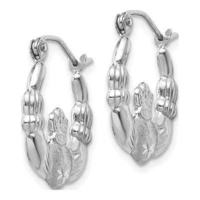 14K White Gold Claddagh Hoop Earrings – view 3