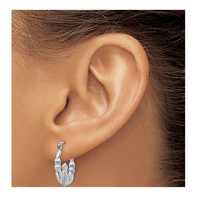 14K White Gold Claddagh Hoop Earrings – view 4