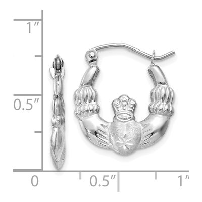14K White Gold Claddagh Hoop Earrings – view 5