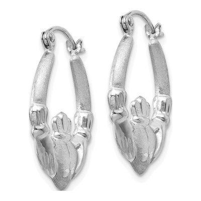 14K White Gold Claddagh Hoop Earrings – view 3