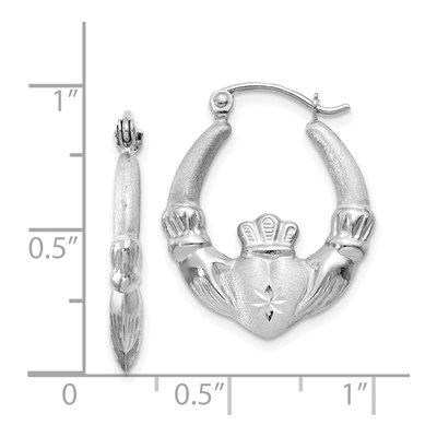 14K White Gold Claddagh Hoop Earrings – view 5