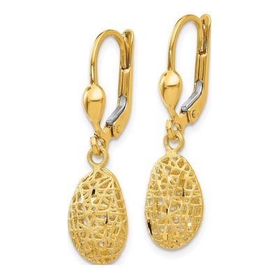 14K Yellow Gold Puffed Oval Leverback Earrings – view 3