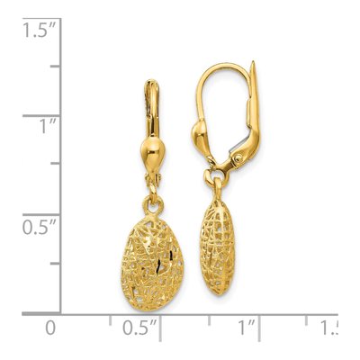 14K Yellow Gold Puffed Oval Leverback Earrings – view 5