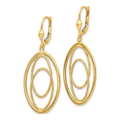 14K Yellow Gold Oval Leverback Earrings – view 3