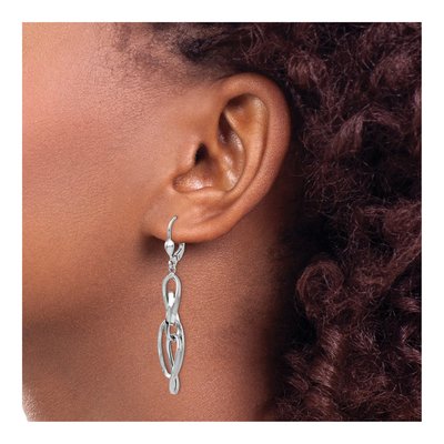 14K White Gold Twisted Leverback Earrings – view 4