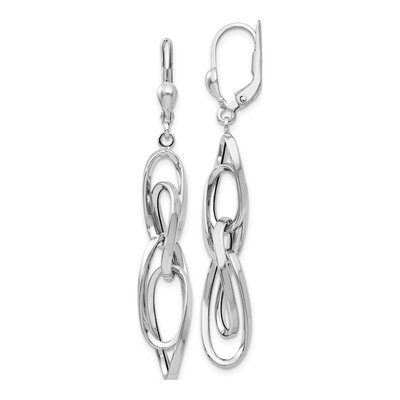 14K White Gold Twisted Leverback Earrings