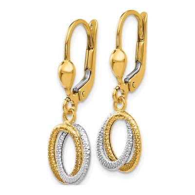 14K Two-Tone Gold Oval Leverback Earrings – view 3