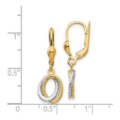 14K Two-Tone Gold Oval Leverback Earrings – view 5
