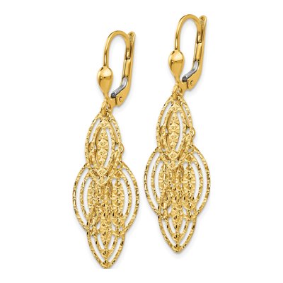 14K Yellow Gold Textured Leverback Earrings – view 2