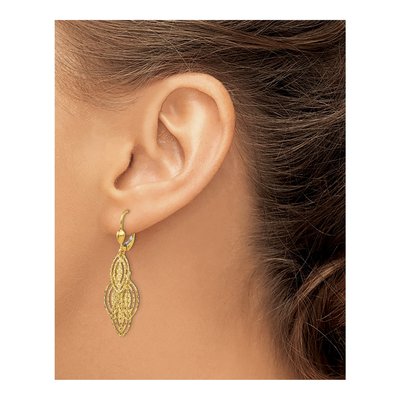 14K Yellow Gold Textured Leverback Earrings – view 3