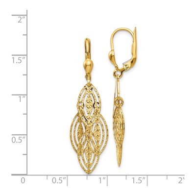 14K Yellow Gold Textured Leverback Earrings – view 4