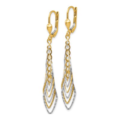 14K Two-Tone Gold Diamond-Cut Leverback Earrings – view 2