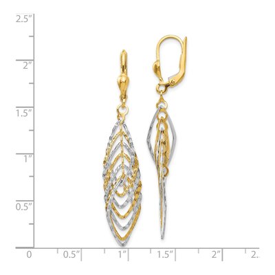14K Two-Tone Gold Diamond-Cut Leverback Earrings – view 4