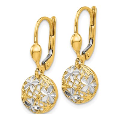 14K Yellow Gold Diamond-Cut Leverback Earrings – view 3