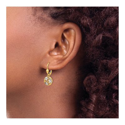 14K Yellow Gold Diamond-Cut Leverback Earrings – view 4